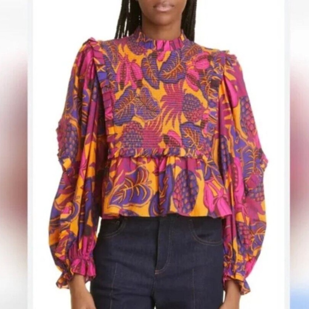 FARM Rio Pink and Purple Floral Blouse